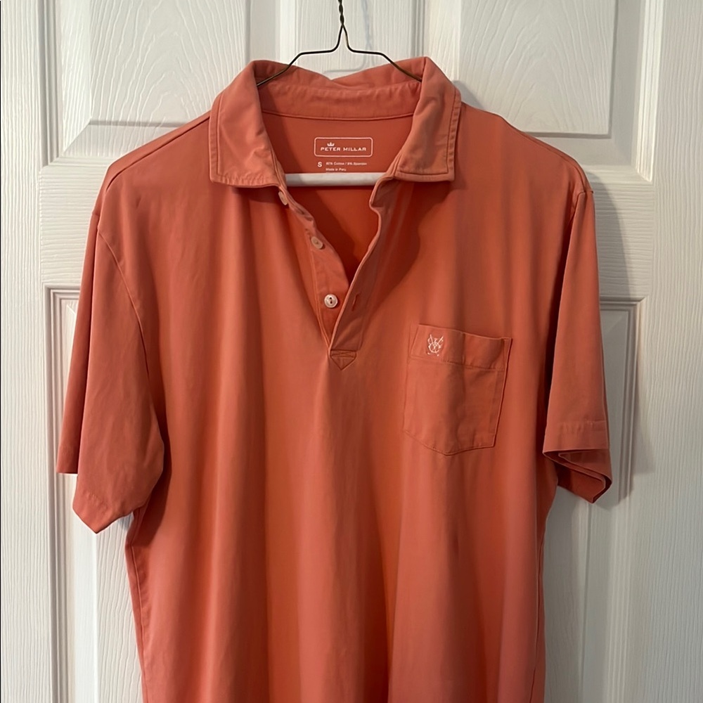 Peter Millar Men's Peach Polo Shirt Congressional Country Club Embroidery
